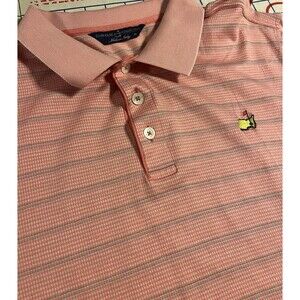 The Masters PGA Golf Tournament Pink Striped Polo Shirt XL Course Augusta GA